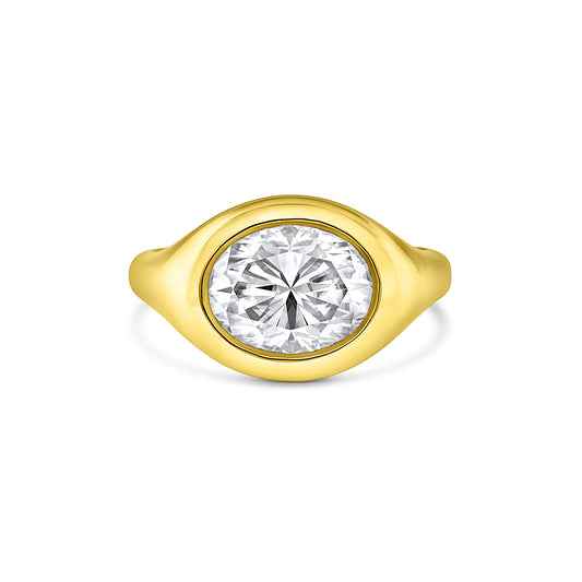 The Lucca East West Signet Solitaire