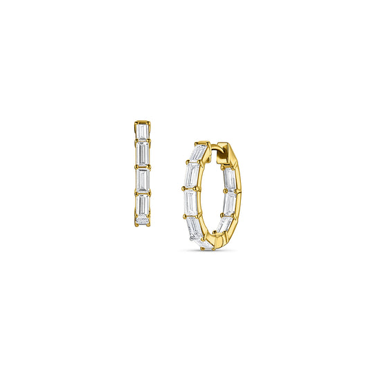 Diamond Baguette Inside Out Huggie Hoop