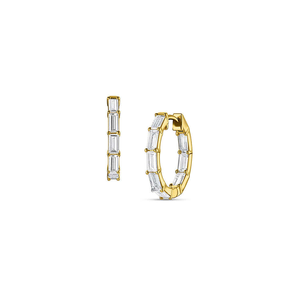 Diamond Baguette Inside Out Huggie Hoop