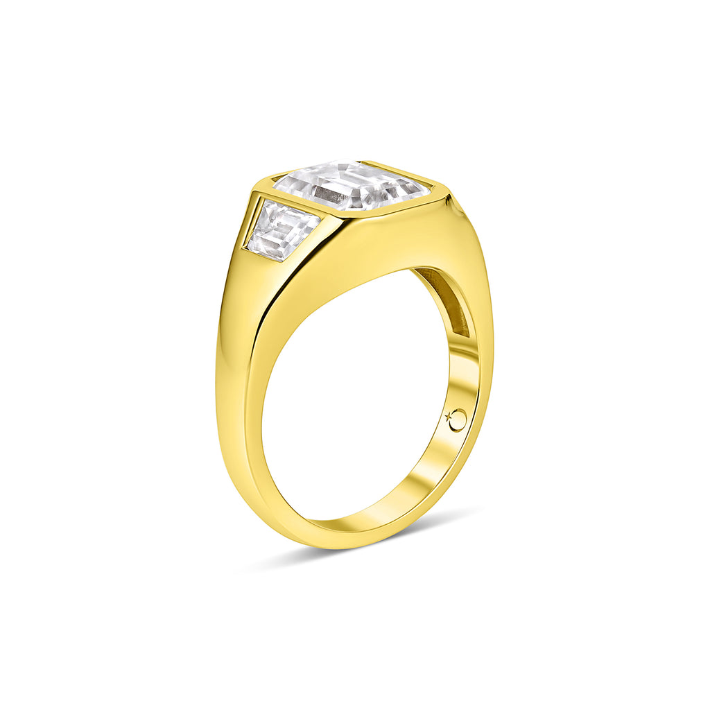 The Shield Three Stone Engagement Ring